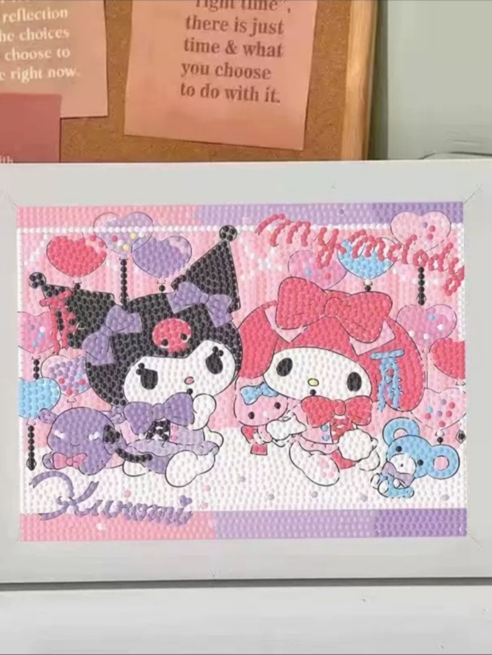 Brand New DIY Kuromi & My Melody Diamond Beads Art With Frame